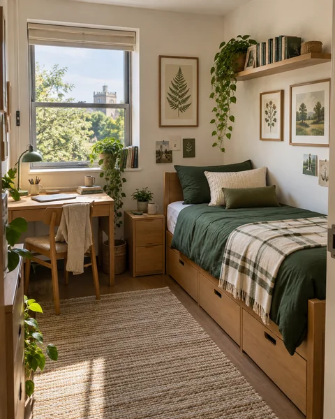 Dorm redesign — Try a fresh interior direction for a dorm room.