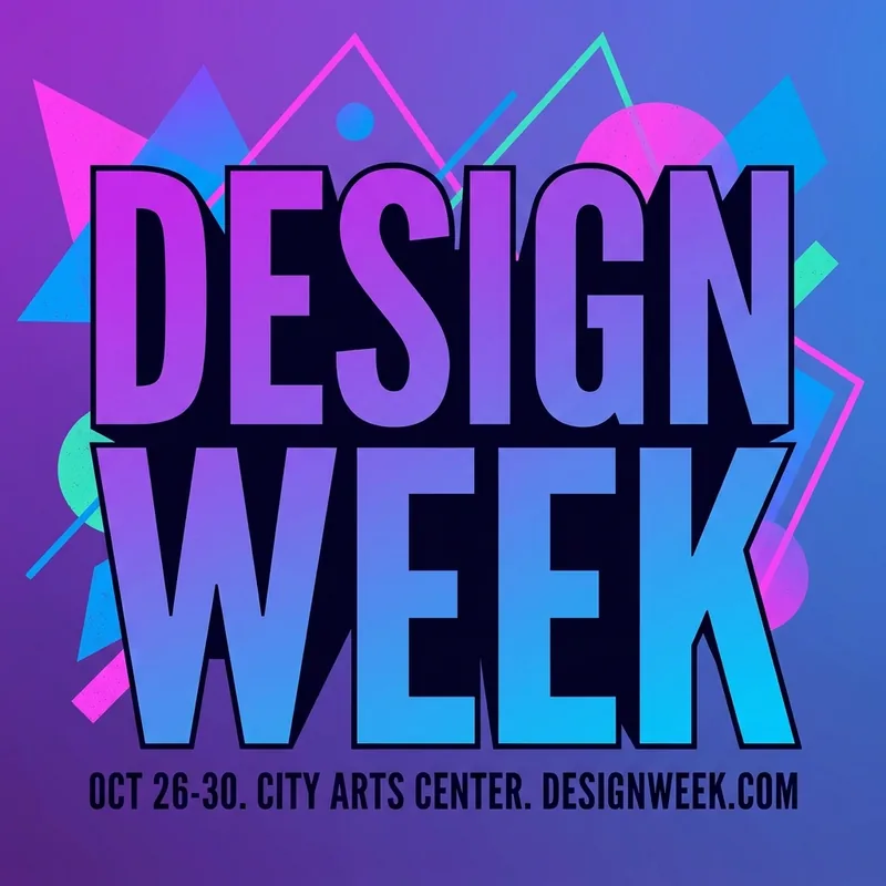 Purple and blue gradient event poster with a bold headline