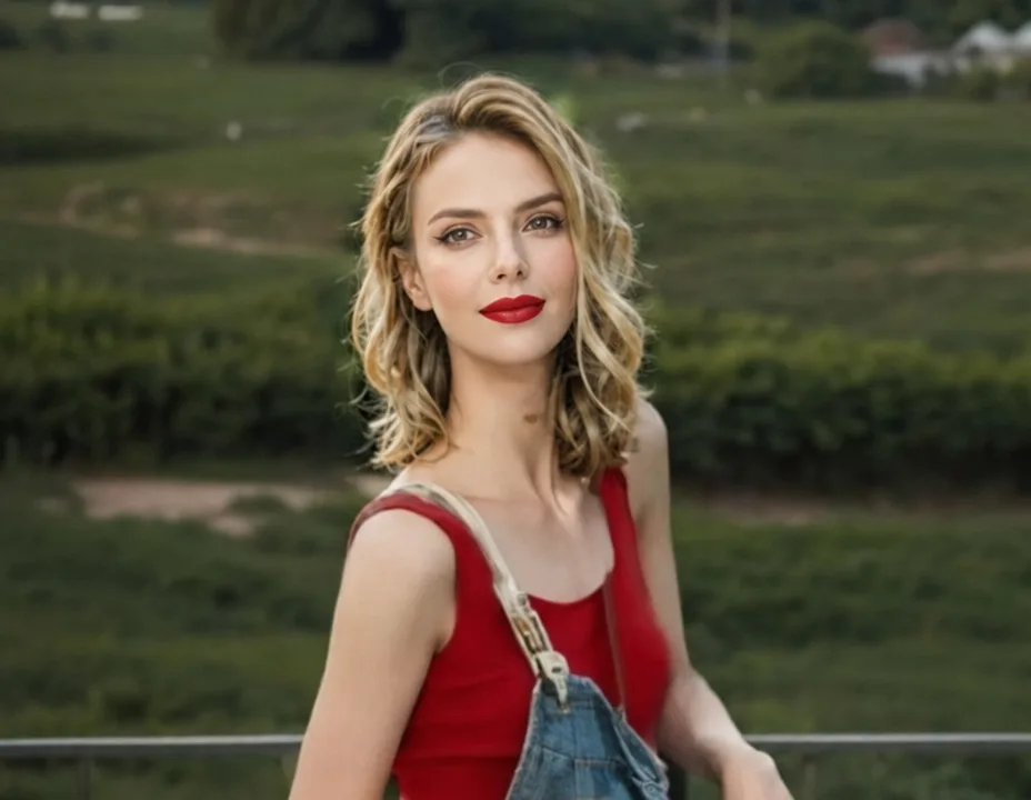 Portrait showing a retro makeup look with matte red lipstick and winged eyeliner