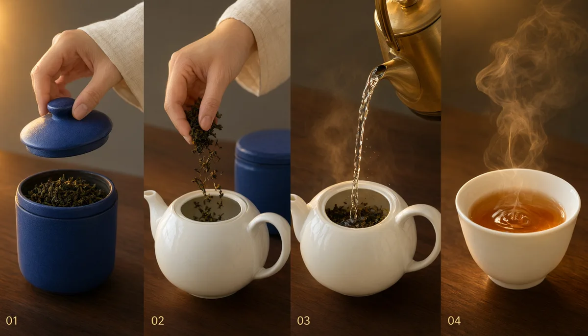 Tea story in four panels